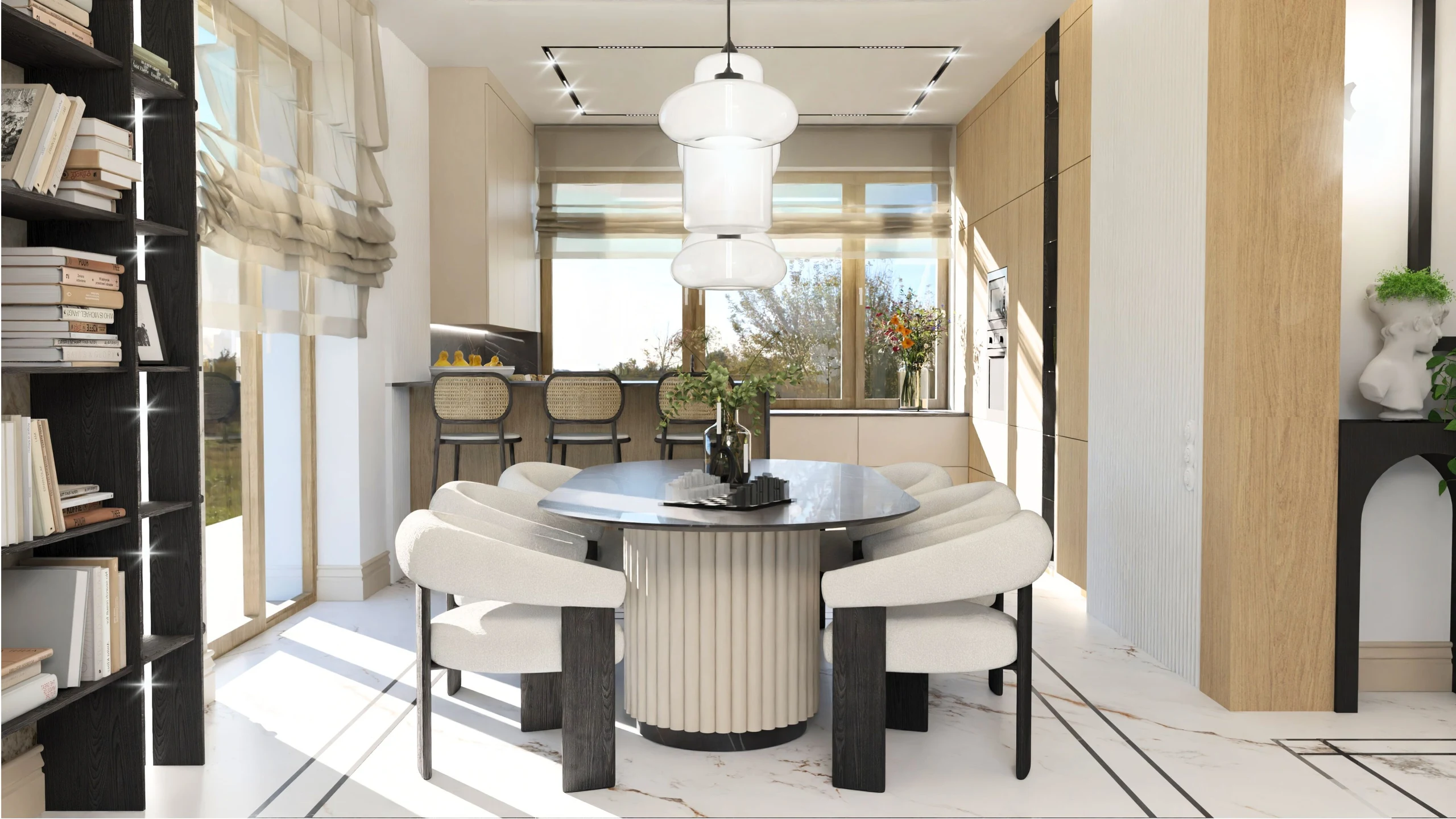 Nowoczesna jadalnia z oknem